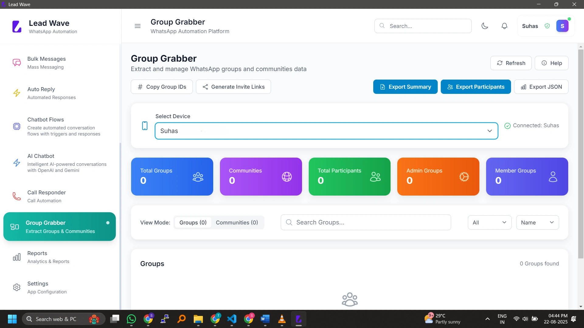 Extract highly targeted leads directly from active WhatsApp groups.
